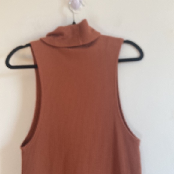 Free People Beach Waffle Knit Rust Turtleneck Mini Dress - Picture 6 of 9